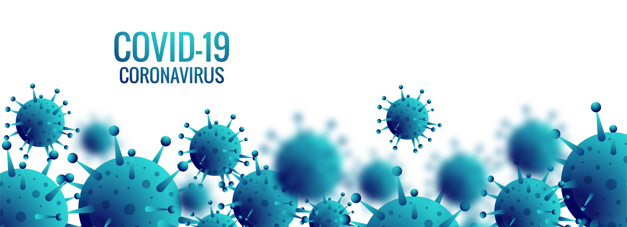 Coronavirus microbe cells in infected covid-19 banner design